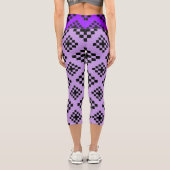 Leggings Capri Motif Carré géométrique Mosaic noir et violet (Verso)