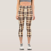 Leggings Capri Motif carreau tartan marron classique (Recto)