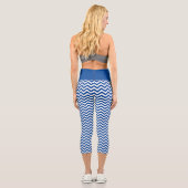 Leggings Capri Motif Chevron Blanc Et Bleu (Verso)