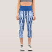 Leggings Capri Motif Chevron Blanc Et Bleu (Recto)