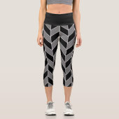 Leggings Capri Motif Chevron moderne Black Grey Herringbone Chevr (Recto)