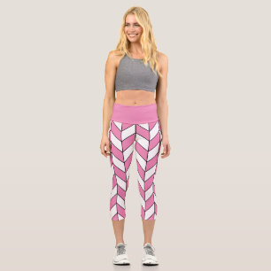 Leggings Capri Motif Chevron rose rose blanc