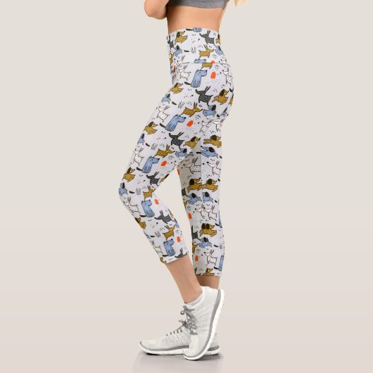 Leggings Capri Motif chien mignon Doodle (Gauche)