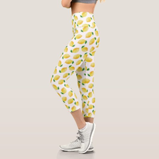 Leggings Capri Motif citron aquarelle (Gauche)