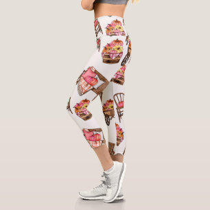 Leggings Capri Motif Citrouille rose rustique