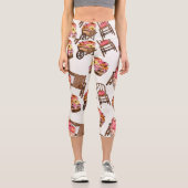 Leggings Capri Motif Citrouille rose rustique (Recto)