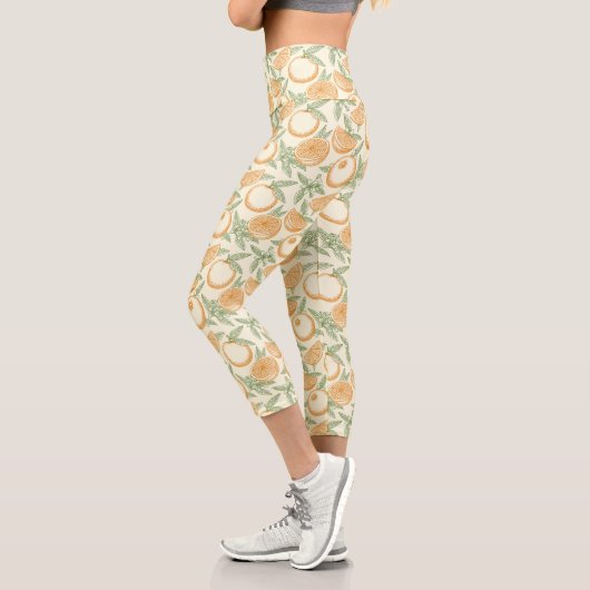 Leggings Capri Motif classique aux fruits orange (Gauche)
