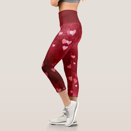 Leggings Capri Motif Coeurs roses (Gauche)