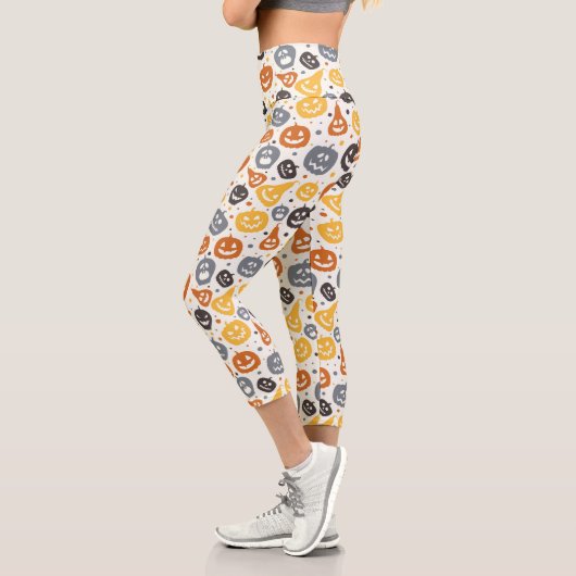 Leggings Capri Motif coloré Jack-O'-Lantern (Gauche)