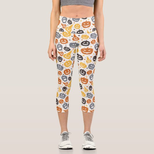 Leggings Capri Motif coloré Jack-O'-Lantern (Recto)