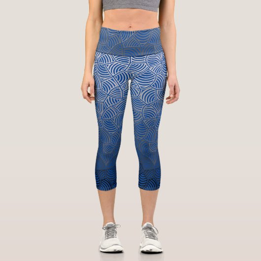 Leggings Capri Motif coque.04.w Bleu BG (Recto)