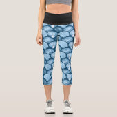 Leggings Capri Motif Coquillage de Mer Bleu (Recto)