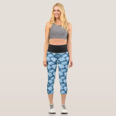 Leggings Capri Motif Coquillage de Mer Bleu (Recto)