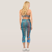 Leggings Capri Motif d'abstraction en verre Turquoise orange (Verso)