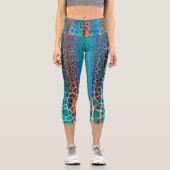 Leggings Capri Motif d'abstraction en verre Turquoise orange (Recto)