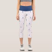 Leggings Capri Motif d'Ancre bleu blanc marine (Recto)