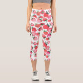 Leggings Capri Motif d'aquarelle aux fraises rouges juteuses (Recto)