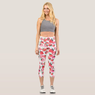 Leggings Capri Motif d'aquarelle aux fraises rouges juteuses
