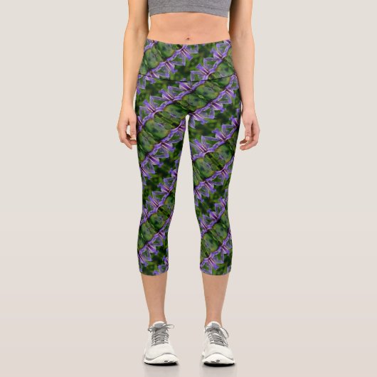 Leggings Capri Motif d'art Abstrait de l'Iris violet (Recto)