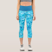 Leggings Capri Motif d'art bleu foncé Aqua Turquoise Polygon (Recto)