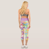 Leggings Capri Motif d'art bleu turquoise bleu rose (Verso)