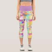 Leggings Capri Motif d'art bleu turquoise bleu rose (Recto)