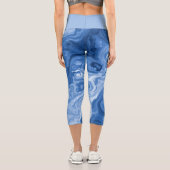 Leggings Capri Motif d'art en marbre bleu foncé clair moyen (Verso)
