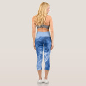 Leggings Capri Motif d'art en marbre bleu foncé clair moyen (Verso)