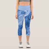 Leggings Capri Motif d'art en marbre bleu foncé clair moyen (Recto)