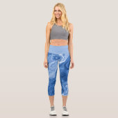 Leggings Capri Motif d'art en marbre bleu foncé clair moyen (Recto)