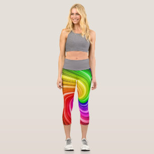 Leggings Capri Motif d'art en spirale coloré Tie Dye Rainbow Swir