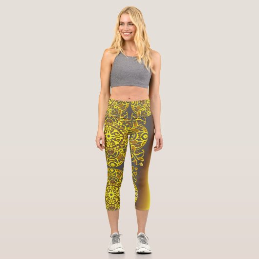 Leggings Capri motif d'art géométrique abstrait (Recto)