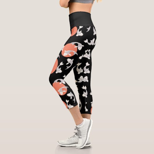 Leggings Capri Motif d'art Koi de style japonais (Gauche)