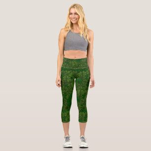 Leggings Capri Motif d'art numérique Champ de Trèfles Saint-Patri