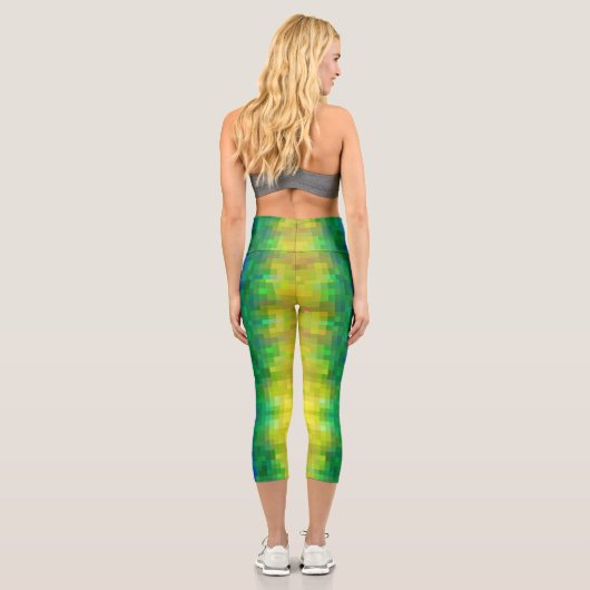 Leggings Capri Motif d'art Rainbow Pixel Abstrait tendance (Verso)