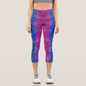Leggings Capri Motif d'art Rainbow Pixel Abstrait tendance (Recto)