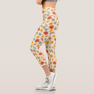 Leggings Capri Motif d'automne feuille colorée