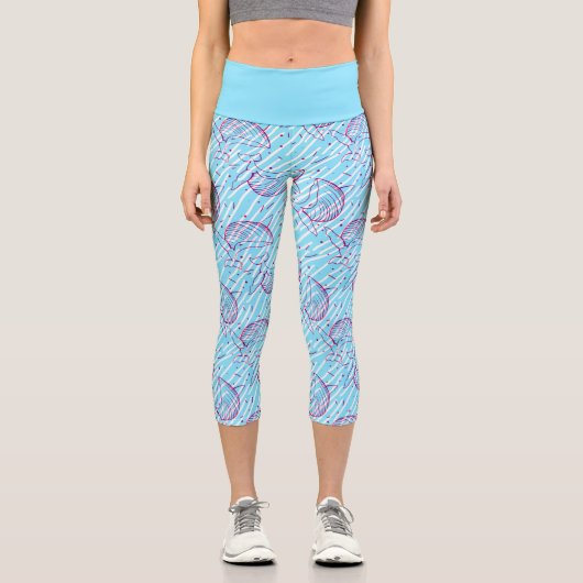 Leggings Capri Motif de baleine bleue (Recto)
