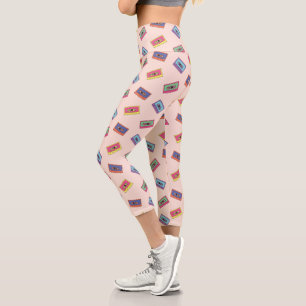 Leggings Capri Motif de bande audio Retro Neon