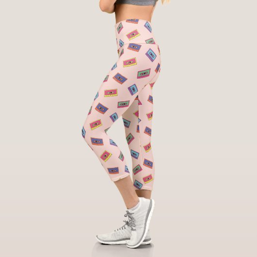 Leggings Capri Motif de bande audio Retro Neon (Gauche)