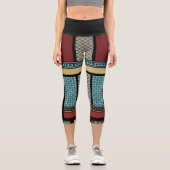 Leggings Capri Motif de bande de blocs mexicain 1 (Recto)