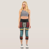 Leggings Capri Motif de bande de blocs mexicain 1 (Recto)