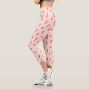 Leggings Capri Motif de boulon de foudre rose