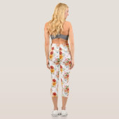 Leggings Capri Motif de bouquet de fleurs Red Peony (Verso)
