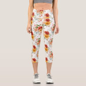 Leggings Capri Motif de bouquet de fleurs Red Peony (Recto)