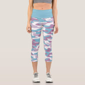Leggings Capri Motif de camouflage blanc rose turquoise (Recto)
