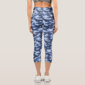 Leggings Capri Motif de camouflage bleu foncé (Verso)