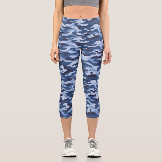 Leggings Capri Motif de camouflage bleu foncé (Recto)
