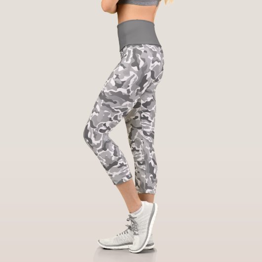 Leggings Capri Motif de camouflage gris clair branché (Gauche)