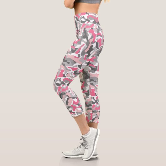 Leggings Capri Motif de camouflage rose branché (Gauche)